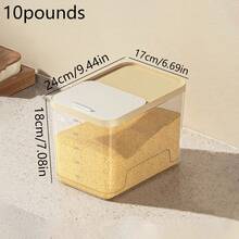10LB/20LB/30LB Airtight Food Storage Container, Moisture & Pest Proof, Easy Press Dispenser, With Measuring Cup, Ideal For Rice, Grains, Sugar, Flour And Pet Food Storage, Great For Kitchen, Home And Commercial Use