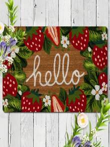 1pc Strawberry & Floral Pattern Doormat, Small Rug Suitable For Holiday Decor, Daily Decor, Room, Living Room, Bedroom, Kitchen, Office, Vintage Farmhouse Indoor/Outdoor Entrance Mat, Autumn/Winter Front Door Mat, Outdoor Doormat, Porch Mat, Entryway Mat
