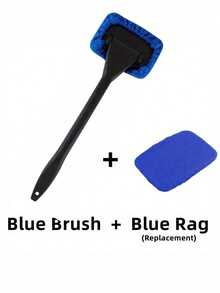 耐用长柄汽车挡风玻璃清洁器 - 轻松保护和抛光玻璃，包含 4 块替换布