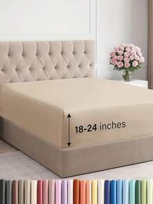 Fitted Sheet 200 X 200 Cm - Extra Deep Fitted Sheet For Mattresses Up To 40 Cm (16 Inches) Height - Soft Brushed Microfibre - Wrinkle-Free, Shrink And Colour Resistant - Oeko-Tex - Dark Grey Bed Sheet - Cream - View 12