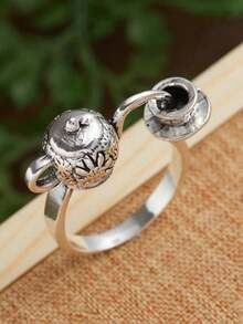 1PC Vintage Temperament Floral Pattern Pouring Teapot Geometric Ring For Men Fashion Jewelry Accessories - 戒指 - 查看 3