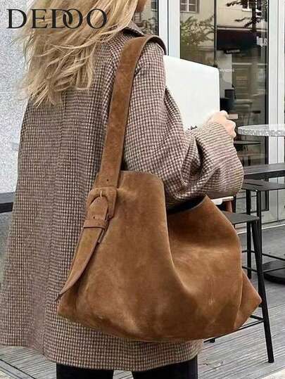 2025新款复古包棕色大容量水桶包、单肩包、腋下包、斜挎包商务女士休闲日常通勤包时尚学生女包，适合工作、购物和日常使用，波西米亚风格女士包，非常适合牛仔竞技场合，女士复古包，新款时尚女士大包