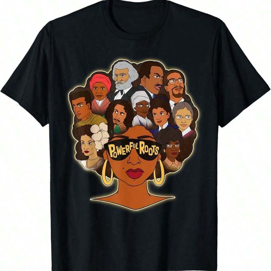 Powerful Roots History Month I Love My Roots Gifts T-Shirt - Black - View 1