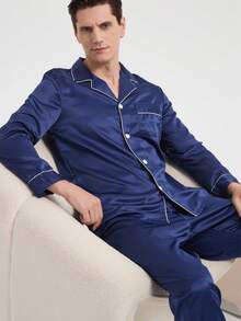 طقم ملابس رياضية كاجوال جديد للرجال، ملابس شتوية - أزرق بحري - مشاهدة 4