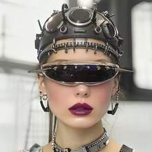Cyberpunk Gothic Avant-Garde Fashion Glasses With Design And Men's And Women's Icons - Heavy Duty Frame For Nightclubs, Daily Wearing - Neutral Futuristic Glasses Accessories, Fashion Lenses, Gothic Goggles, Glasses Frames, Optics, Oversized , Eyebrows, Eyebrows, Eyebrows, Eyebrows, Night Eyebrows, Gothic Eyes, Sleeping Eyebrows, Glasses Castle Pattern, Cool - 黑色鏡片 - 查看 1