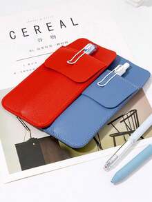 Custom Text PU Pen Bag, Durable Anti-Leakage Nurse Pocket Pen Holder, Large Capacity Portable Ballpoint Pen Storage Bag, PU Leather Medical Nurse Bag - Double Layer Durable Pen Case, Multi-Color Options, Large Capacity Portable Storage Pouch, Medical Professional Equipment, Sturdy Design,Christmas Gift Supplies - Multicolor - View 6