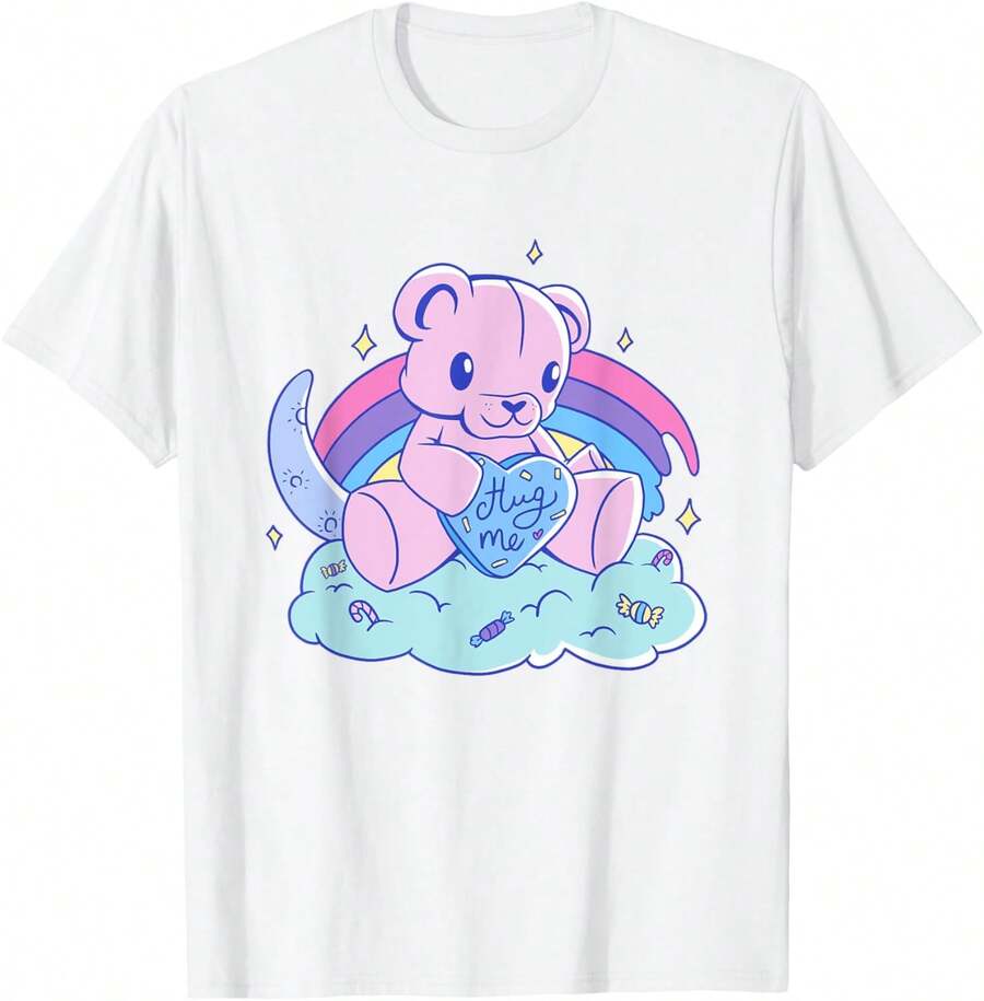 Cute Bear Motif Cloud Heart Bear T-Shirt.Jpg