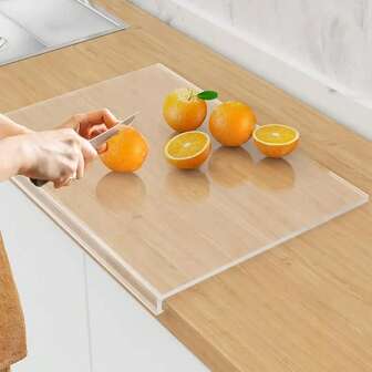 Clear/Black Acrylic Cutting Board - Chopping Board With Counter Lip, Non-Slip & Stain-Resistant For Kitchen Fruits & Vegetables - Clear Design Protects Countertops, Easy To Clean - Perfect Gift For Parents, Kitchen Chopping Board (2 Colors Available)