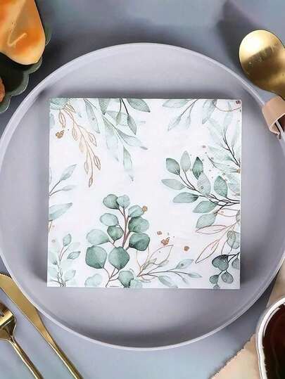 60/20 pezzi Tovaglioli di carta monouso con motivo a foglie di eucalipto verdi, ideali per feste in stile occidentale. Adatti per compleanni, matrimoni, vacanze, Natale, San Valentino, Capodanno e altre occasioni. Forniture per feste, decorazioni per il tavolo, tovaglioli per pranzi festivi domestici, tovaglioli essenziali per i viaggi. Dimensioni: 33 x 33 cm.