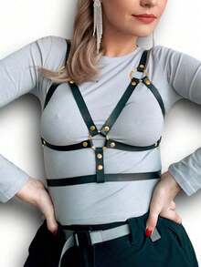 1 pieza Accesorio de Renacimiento para mujer, Moda oscura sexy de cuero de PU Suspensor, Adecuado para fiesta de Halloween, reunión o uso diario