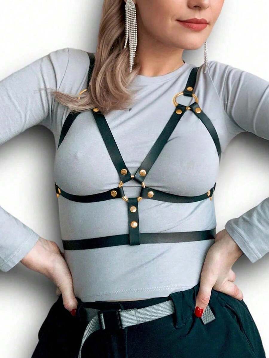 1 pieza Accesorio de Renacimiento para mujer, Moda oscura sexy de cuero de PU Suspensor, Adecuado para fiesta de Halloween, reunión o uso diario