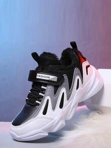 Teenagers' Low-Top Sports Shoes, Winter New Padded Chunky Sneakers, Warm & Comfortable Lining, Fashion Versatile Casual Sneakers, Adjustable Hook And Loop Easy On/Off - Multicolor - View 6