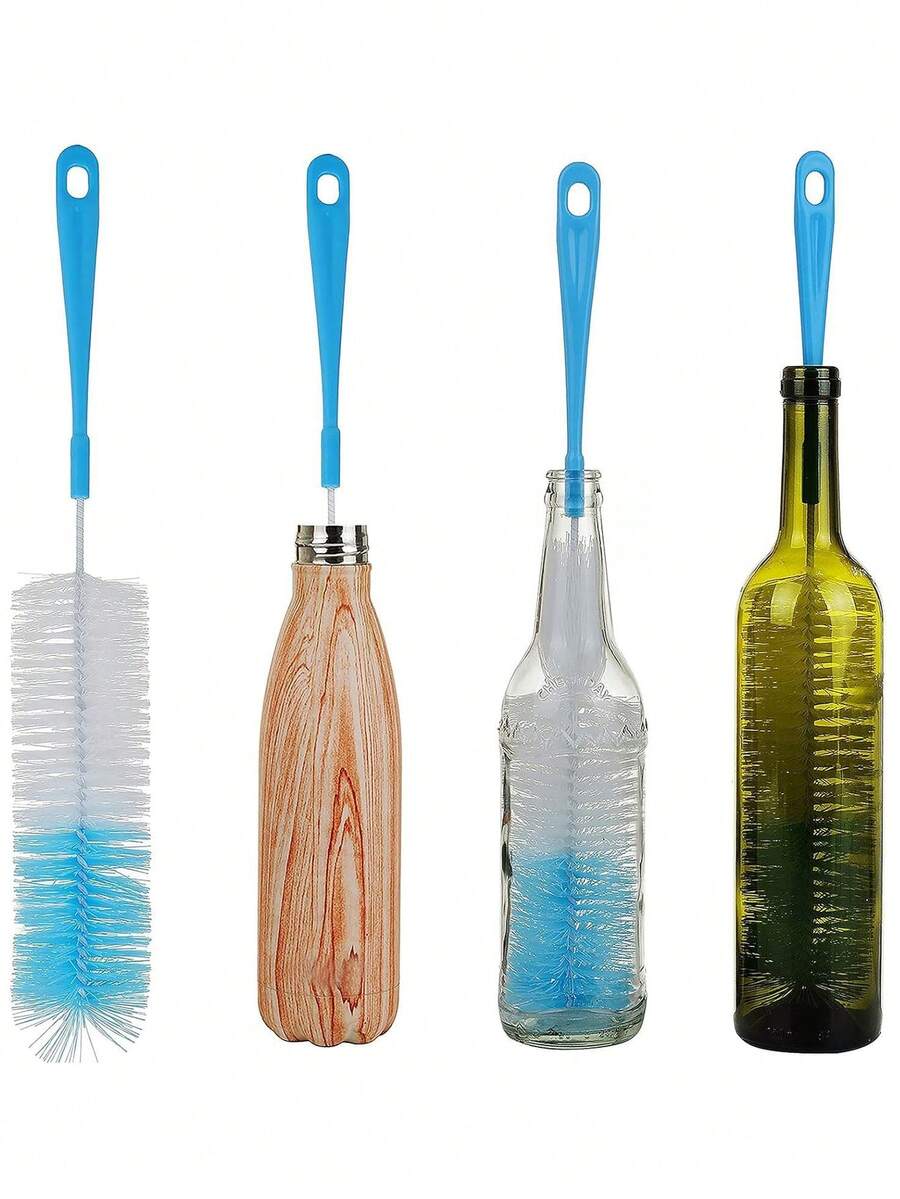3 Pieces Long-Handled Glass Bottle Brush Set, Kitchen Glass Bottle Cleaning Brush, Milk Bottle And Tea Cup Washer, Electricity-Free Manual Cleaning Tool - Multicolor - View 1