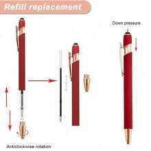 1/10 Stück Kugelschreiber mit Stylus Spitze, Metall, 2 in 1 Stylus Kugelschreiber mit 1,0 mm schwarzer Tinte für Smartphone, Tablet