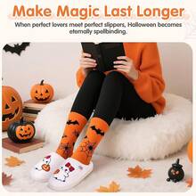 Cozy Plush Halloween Pumpkin Slippers, Non-Slip Fluffy Design - Ghost Pumpkin - View 11