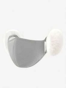 女士温暖毛绒耳罩口罩，可爱透气，冬季二合一防风口罩 - 彩色 - 查看 9