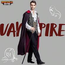 Spooktacular Creations Halloween Men Vampire CostumeHalloween Men's Vampire Cape Dracula Costume Men TAOWKI1 - 銀色+大號 - 查看 3