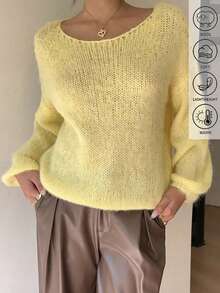 2025 Moda Nueva Ropa de Otoño para Mujer, Ropa de Invierno, Ropa Francesa, Blusas para Salir, Uso Diario, Estilo Callejero, Oficina Casual, Uso Diario, Elegante, Ropa de Moda y Romántica, Ropa Y2K, Suéter Holgado de Hombros Descubiertos de Mujer - Mezcla de Lana, Suave y Cálido, Ligero, Suéter de Cuello Alto Amarillo de Manga Larga, Suéter de Otoño, Suéter de Invierno, Suéter Holgado, Suéteres de Halloween, Suéteres Navideños