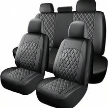 New PU Leather Full Car Seat Cover Set, Front Seats + Rear Bench Seat Covers, Car Seat Protector, Made Of Polyester Fiber, Comfortable, Easy Installation, Washable, Suitable For All Seasons And Most Car Models, Essential Car Accessory, Car Interior, Automotive Supplies