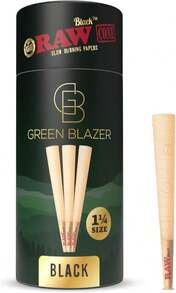 RAW Cones Black 1 1/4 Size: 50 Pack Translucent, Extra Fine Pre Rolled Cones & Tips – Ultra Thin RAWthentic Paper, Patented Slow Burn, 84mm - MàuA - Xem 1