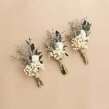 1/2/4/6/10/12/20pcs Mini Dried Flower Bouquet, Suitable For Groomsmen Boutonniere, Wedding Cake Decor, Boho Home Decor, Party Favors, Cake Decorations, Vintage Bouquet, Bohemian Style, Handmade Bouquet, Everlasting Flowers, Mini Bouquet, Small Bouquet, Home Stylist, Event Planner - White - View 7