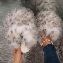 Leopard Print Slippers, Fashionable, Non-Slip, Suitable For Beach, Home, Autumn/Winter