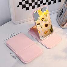 1 buc oglindă de machiaj în stil Ins, dormitor studențesc, oglindă de machiaj transparentă, oglindă mică portabilă de călătorie, oglindă pliabilă neagră