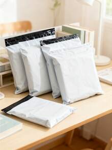 100个/10个装加厚防水纯色礼品袋，简约百搭，适用于学校、办公室、返校季、男士生日、情人节、圣诞节礼物、批量礼品袋、蓝色礼品袋 - 白色 - 查看 4