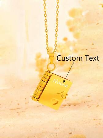 Custom Fashionable Book Pendant Necklace, Letter Necklace, Valentine's Day Gift