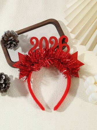 2026 New Year Atmosphere Fabric Headband, Christmas New Year Photo Props Headpiece, Solid Color Party Polyester Fiber Headband