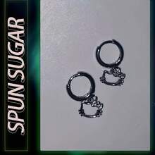 Sanrio 1pc Sanrio Hello Kitty Hoop Earrings For Women - Stainless Steel Cute Character Design, Lightweight Everyday & Party Jewelry, Valentine's Day Gift, Year-Round Wear, Casual Accessories, Stylish Hoops, Durable Jewelry, Kawaii Accessories, Fashion Enthusiasts, Playful Accessories, Highquality Hoops, Hoops, Women's Fashion