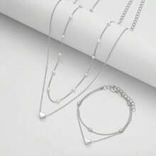 Bestselling Heart Bracelet Necklace Set, Elegant Personalized Necklace Accessories Suitable For Daily Wear, Vacation, Travel, And Gift-Giving Valentine's Day Accessories