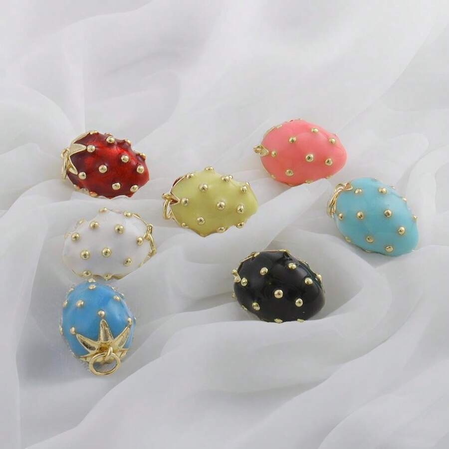 1pc Copper Mini Cute Big Strawberry Pendant, Fashion Versatile For DIY Bracelet, Necklace, Earrings, Bag Charm, Gift For Girlfriend