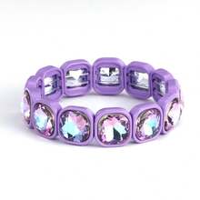 1 件时尚水钻镶嵌合金弹性手链，适合作为情人节、感恩节和毕业典礼的礼物，男女通用 - 方鑽手鍊 - 查看 28