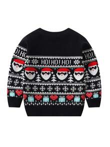 Young Boy Christmas Santa Claus Knit Pullover Sweater, Suitable For Spring, Autumn And Winter - Black - View 2