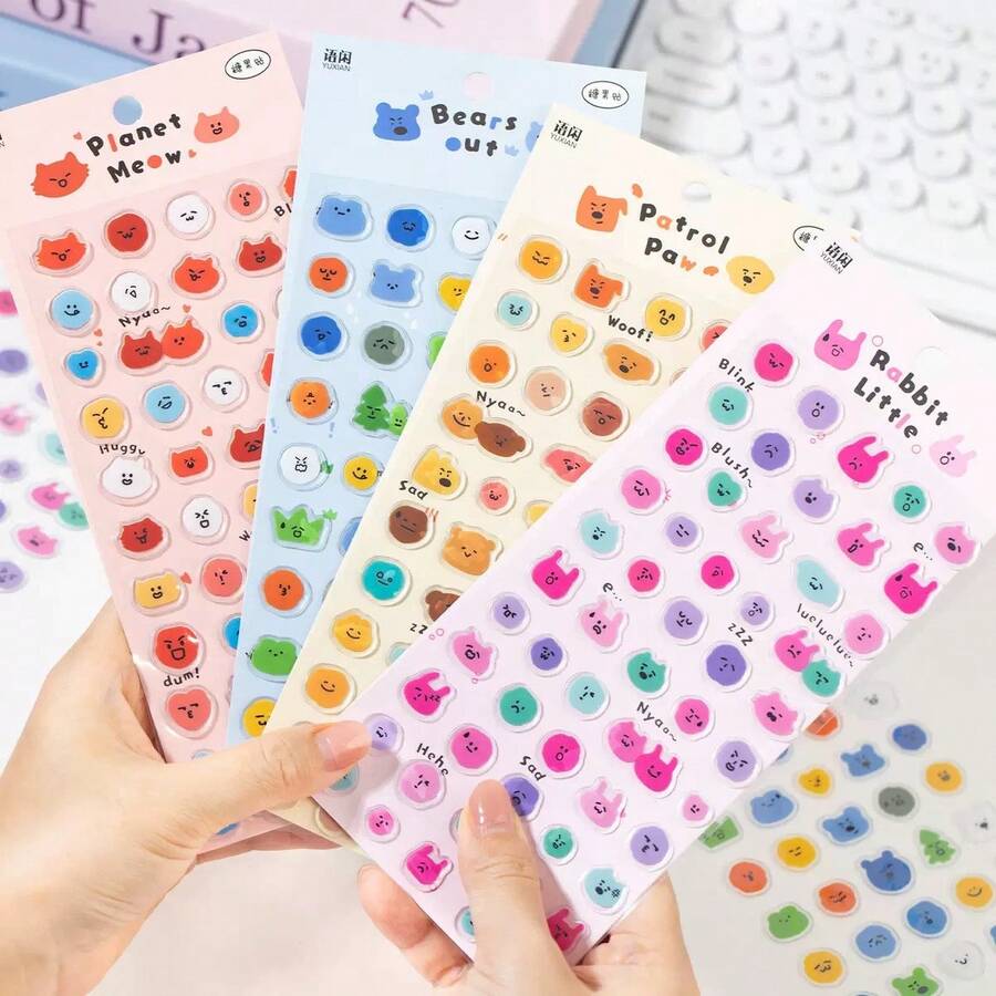 1pc Cute Sticker, Cartoon Vibrant Color Basic Planner Decorative Sticker, Suitable For Phone, Diary, Planner