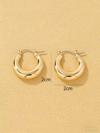 1 Pair Fashionable Versatile Metal Hoop Earrings