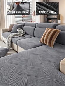 1 pieza Funda de sofá de unicolor y de felpa con cobertura completa, amigable con las mascotas, resistente a la suciedad, lavable, adecuada para todas las estaciones, decoración navideña y de Año Nuevo para el hogar, protector de sofá para sofás de 1/2/3/4 plazas