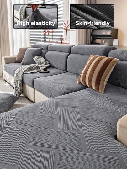 1pc Solid Color Plush Full Coverage Sofa Cover, Pet Friendly, Dirt Resistant, Washable, Suitable For All Seasons, Christmas & New Year Holiday Home Decor, Sofa Protector For 1/2/3/4 Seater Sofas