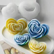 1 件旋转心形蜡烛硅胶模具，DIY 手工芳香石膏和树脂工艺套件，家居礼物 - 白色 - 查看 8