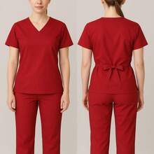 Women's Surgical Scrub Hospital Pajama Set With Waistband, Various Colors And Sizes - Red - View 1
