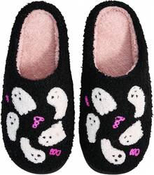 Cozy Plush Halloween Pumpkin Slippers, Non-Slip Fluffy Design - Butterfly Ghost - View 1