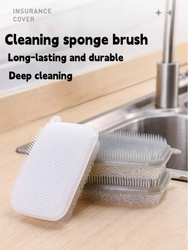 1 Stück Dual-Use Schwamm Reinigungsbürste, Plastik Aufhänge Obst & Gemüse Tiefenreinigung Schwamm Scheuerbürste