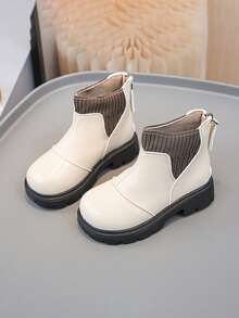 1 Paar Kinder PU-Leder wasserdichte, bequeme, vielseitige, leichte und strapazierfähige Lässig Stiefel für Innen und Außen, Herbst/Winter - Beige - Übersicht 2