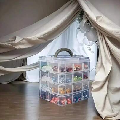 24格大号透明塑料收纳盒，带盖和提手 - 坚固耐用的透明整理盒，适用于珠宝、缝纫用品、龙与地下城骰子、桌游代币、珠子、配件等 - 带盖，塑料容器，手镯架，珠子收纳盒，工艺用品收纳盒，珠宝盒，工艺品收纳整理盒，工艺品收纳整理盒，照片收纳盒，珠子收纳盒，珠宝盒，工艺用品收纳容器，珠宝盒，女士礼物，圣诞礼物，女士礼物创意，房间装饰