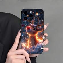 Neue frische und schöne heilende Sternen-Schneeflocken süße Weihnachts-Hirsch kreative heiß verkaufte Handyhülle - geeignet für iPhone 17 Air/17/16E/7/8/Xr/Xs/X/11/12/13/14/15/16/Pro/Pro Max/Plus, stoßfest und vollständiger Schutz für das Telefon, ein Geschenk für Freunde - Antikweiß - View 5