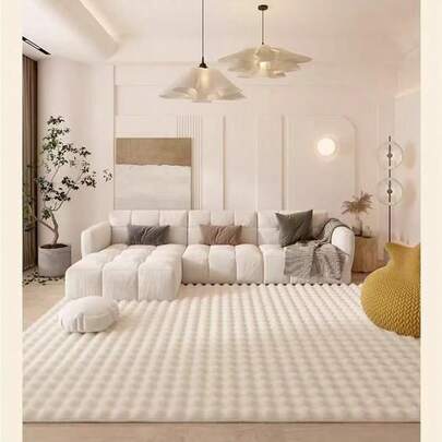 1pc Soft & Fluffy Faux Rabbit Fur Rug, Plush Comfortable Carpet, Minimalist & Elegant, Suitable For Sofa Cushion, Chair Seat, Bedroom Bedside, Living Room & Bedroom Home Decor, Best For Winter Home Decoration, Applicable For Living Room, Bedroom, Bedside, Sofa, Closet Christmas Decor Kitchen Rug