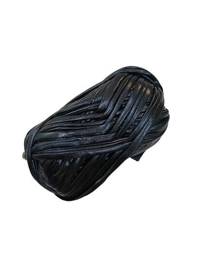 1 件黑色金属色闪亮布条，人造皮革柔软手工编织包工艺材料，彩虹色纱线