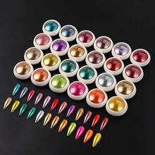 [Magic Chrome Powder] 24pcs/Set Chrome Nail Powder Magic Mirror Sanding Powder Chrome Pigment Metallic Pigment Hologram Flash Aurora Powder Spring Shiny Color Gel Polish DIY Nail Art Decoration