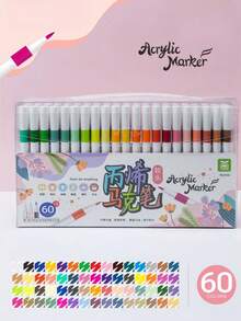 New 12/24/36/60/72 Color Large Capacity Acrylic Marker With Soft Tip, Suitable For Beginners To Draw, Easy And Fast Color. Birthday Presents For Friends, School Drawings, Back To School,Christmas Gifts,School Supplies,Art Supplies